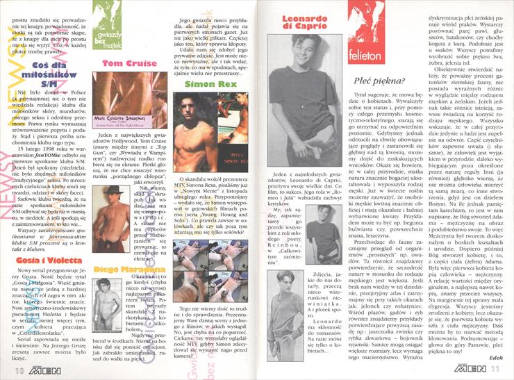 Nowy Men 1998, nr 3 - Nowy Men 1998, nr 3 06. Tom Cruise, Diego Maradona, Simon Rax, Leonardo DiCaprio.jpg